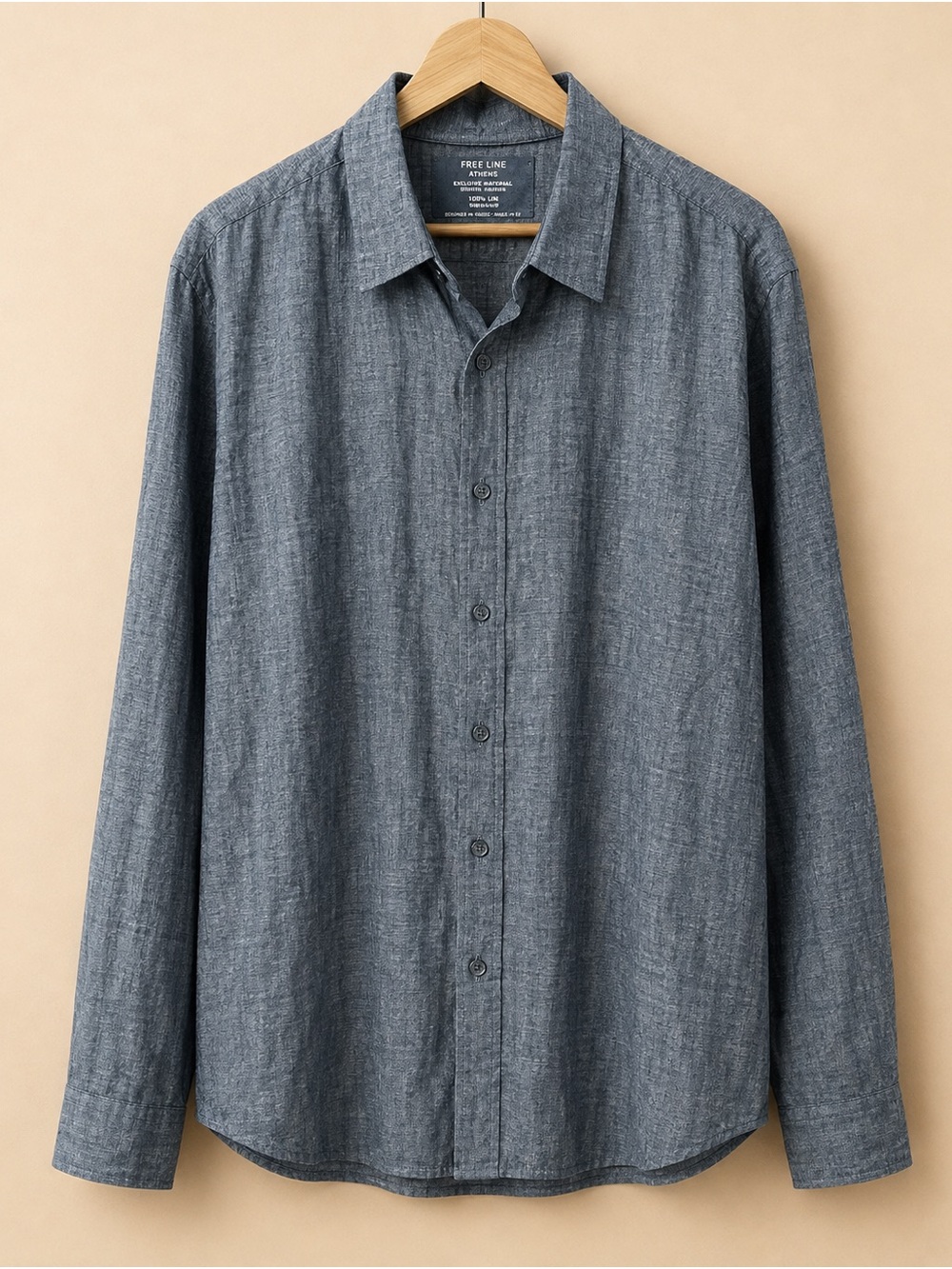 Men’s Long-Sleeve linen Shirt - Slate Blue